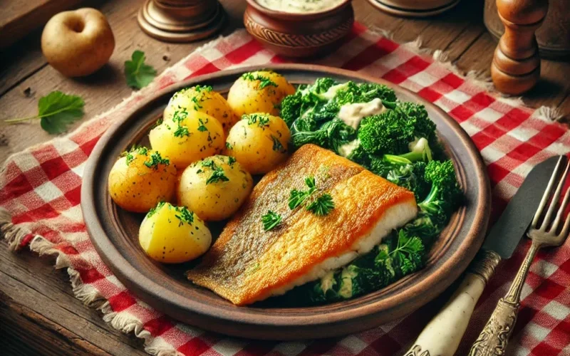 Wels gebraten mit Spinat